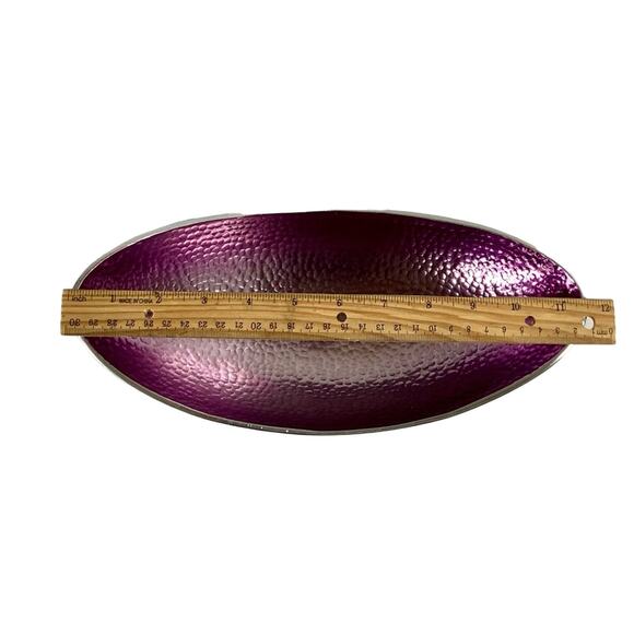 Iridescent Hues Of Purple Hammered Console Bowl - Picture 6 of 7